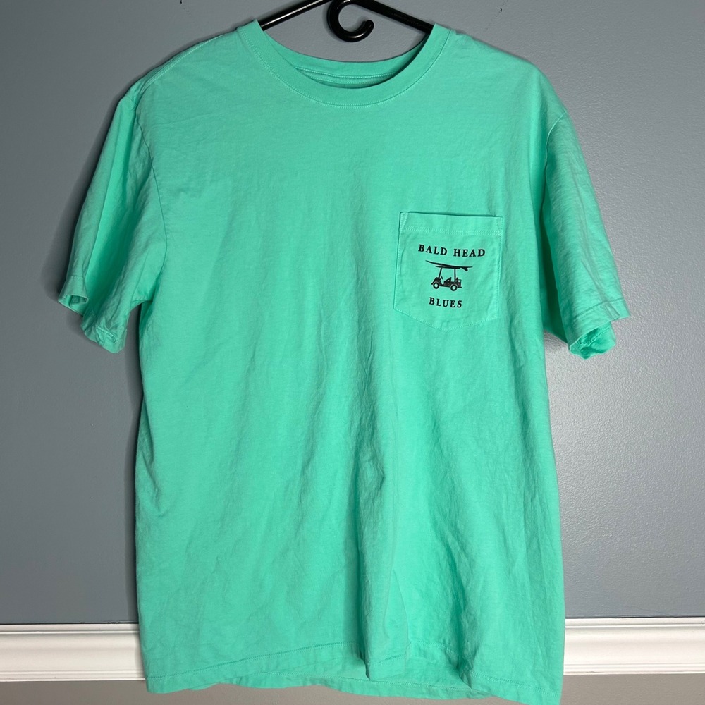 Bald Head‎ Blues Mens Medium Organic Cotton Pocket T Shirt Golf Surf